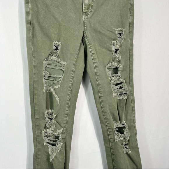American Eagle Mossy Green Distressed Super Stretch X Hi-Rise Jeggings 4 Regular - Picture 5 of 6